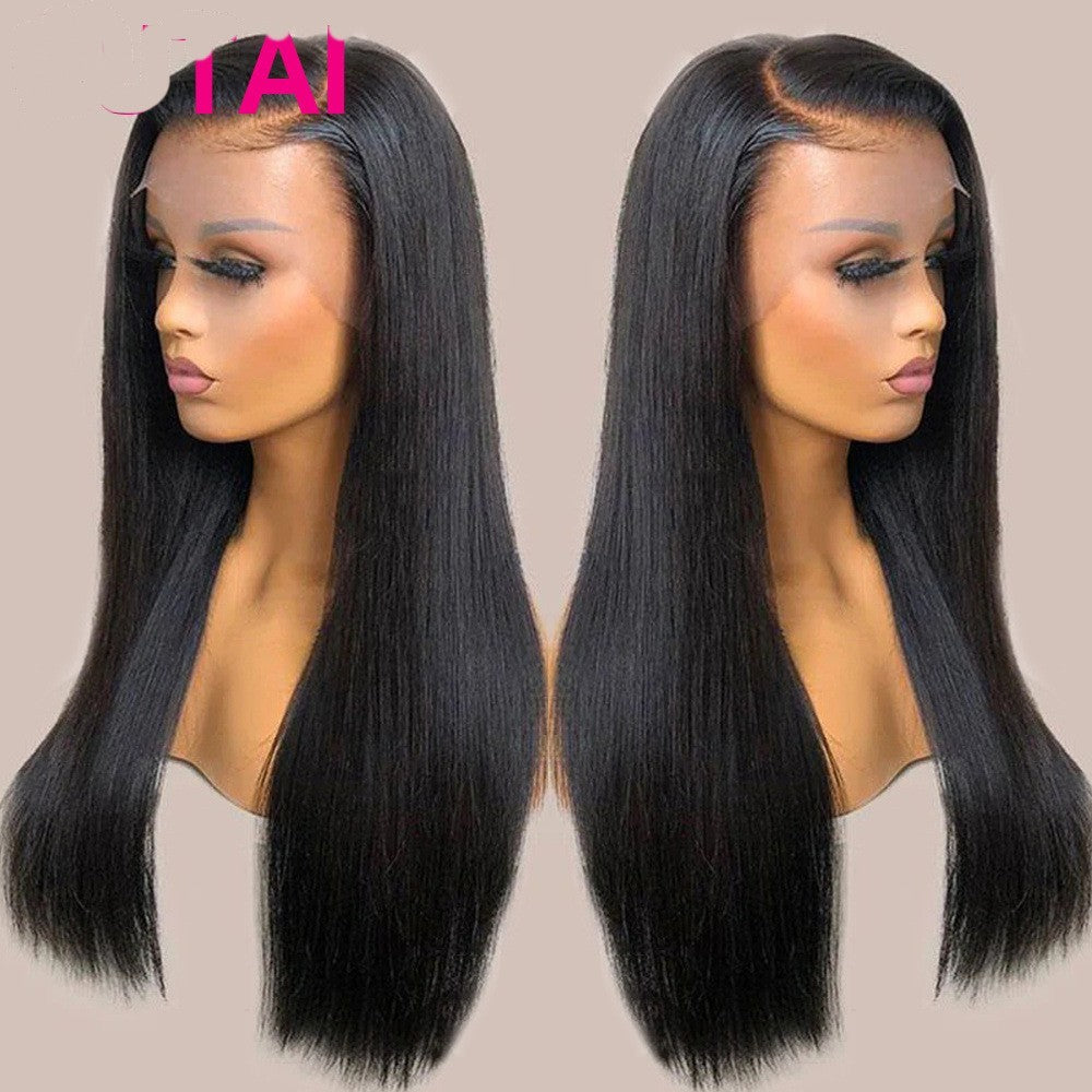 Real Human Hair Lace Wig Set Straight Hair Black